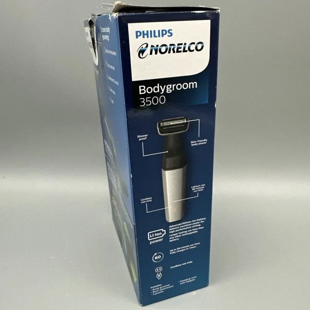 BL Philips Norelco Shaver 3500 Trim & Shave Bodygroom Brand New Damaged Box